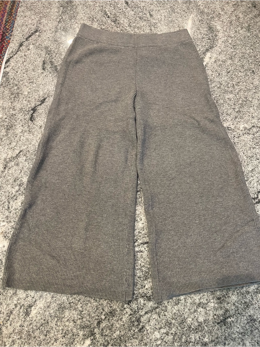 a new day (M) Ribbed Wide-Leg Knit Pants in Heather Gray